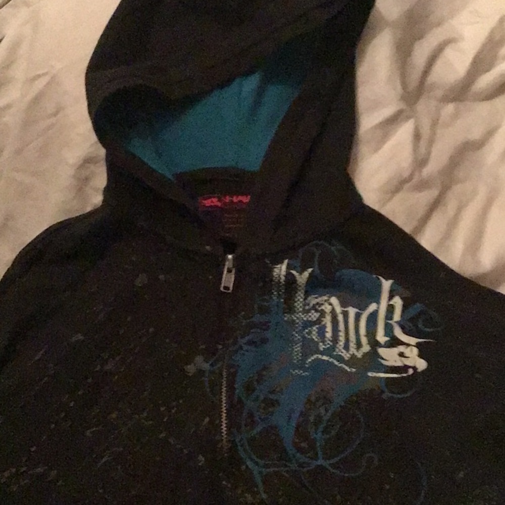 Tony Hawk Black and blue Full Zip Skater Hoodie Boys 14 16 Large